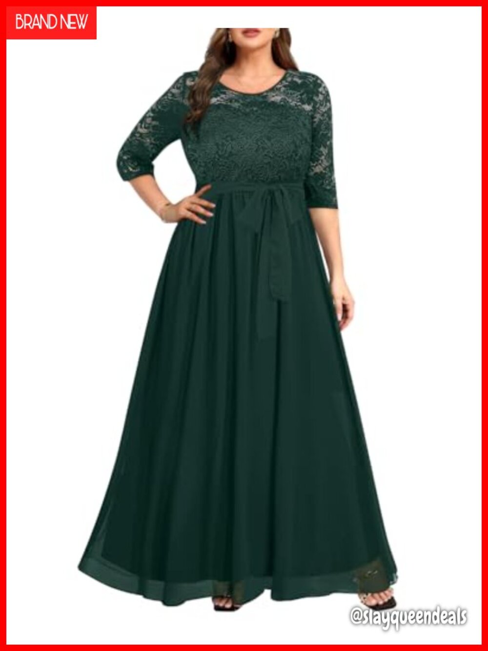 Plus Size Formal Evening Dress Lace Chiffon Maxi Wedding Guest Gown